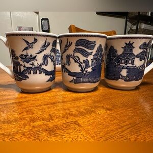 Blue and White Ceramic Mugs Set